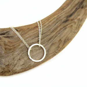 Brianne & Co sterling silver circle pendant necklace with double chain