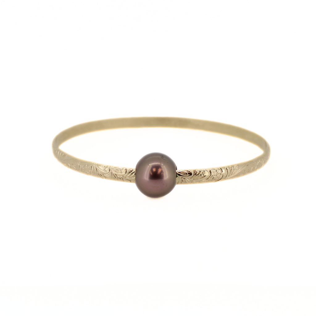 Gold Fill Purple Edison Pearl Heirloom Style Bangle Size 7.5