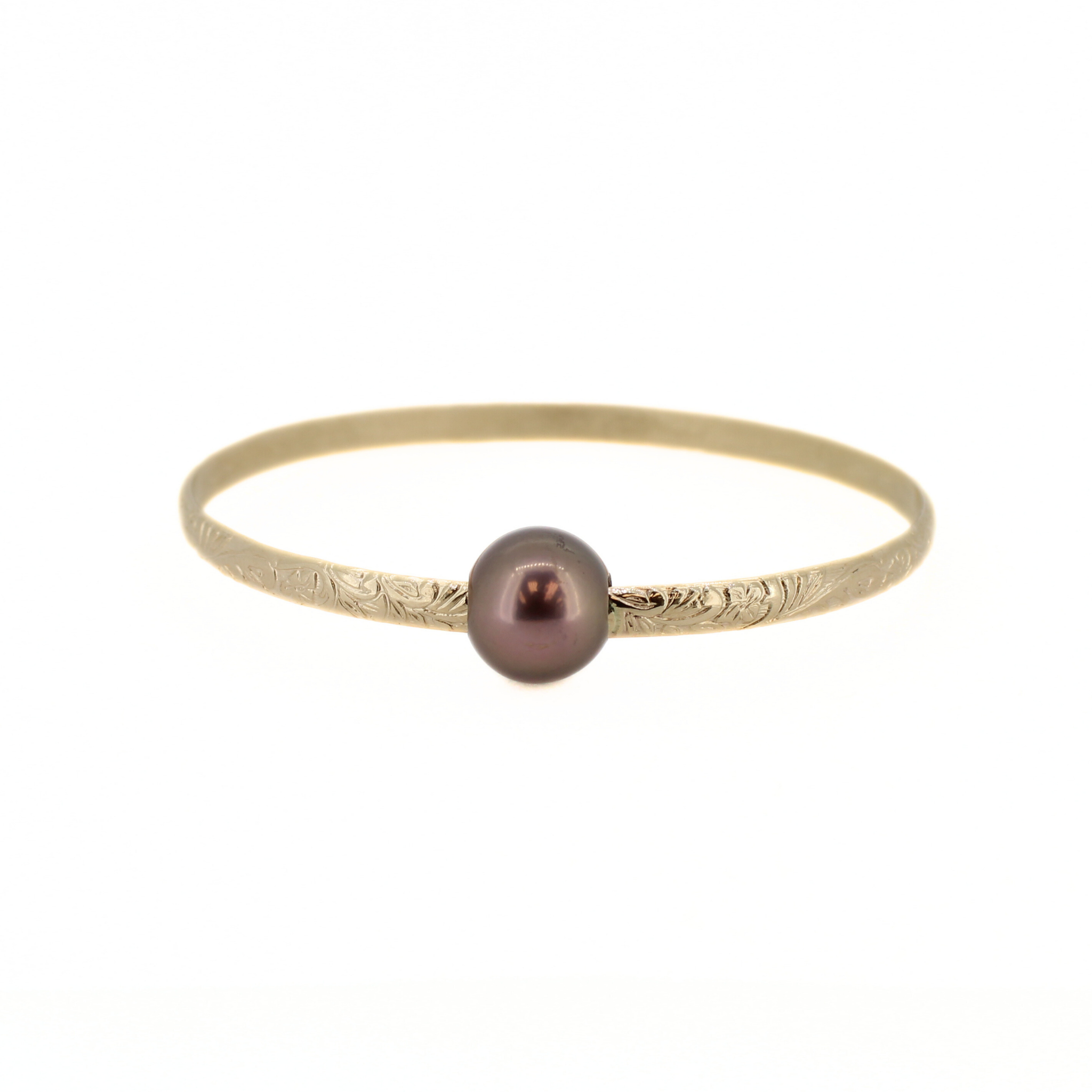 Gold Fill Purple Edison Pearl Heirloom Style Bangle Size 7.5