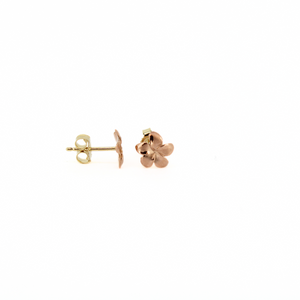 Brianne and Co 14k rose gold Pua Melia studs showing front and post with back