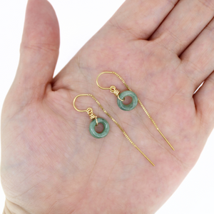 Brianne & Co mini green jade donuts wire wrapped on gold fill threaders