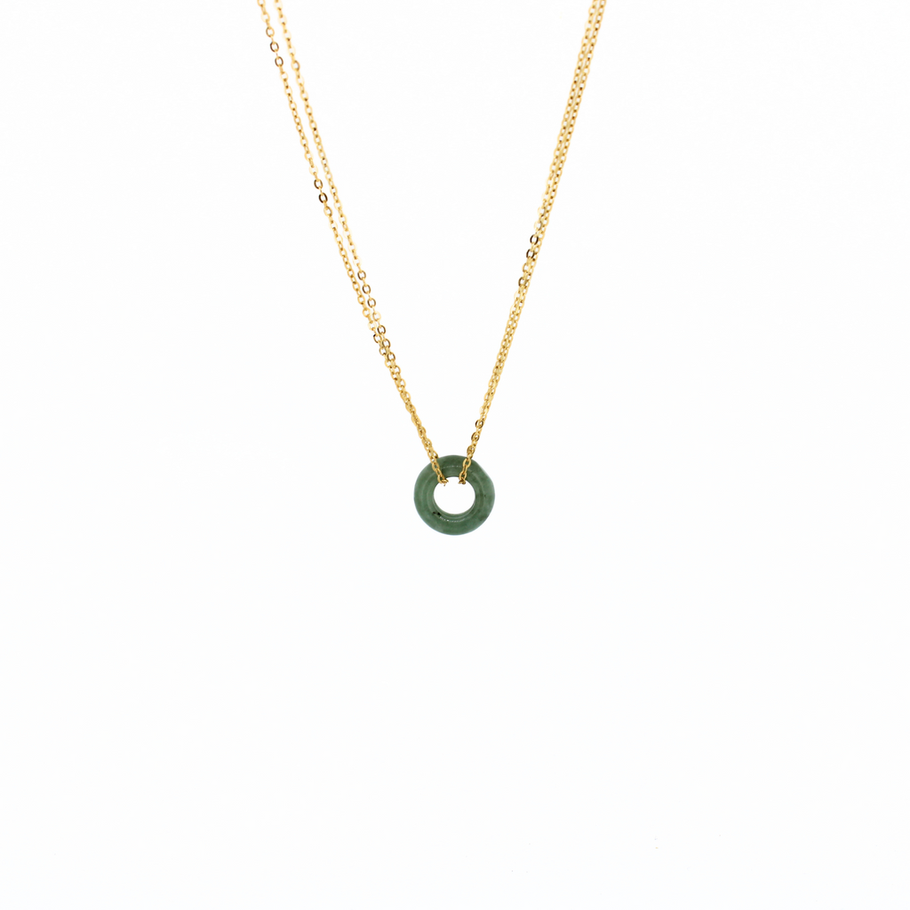 Brianne and Co gold fill olive green jade necklace