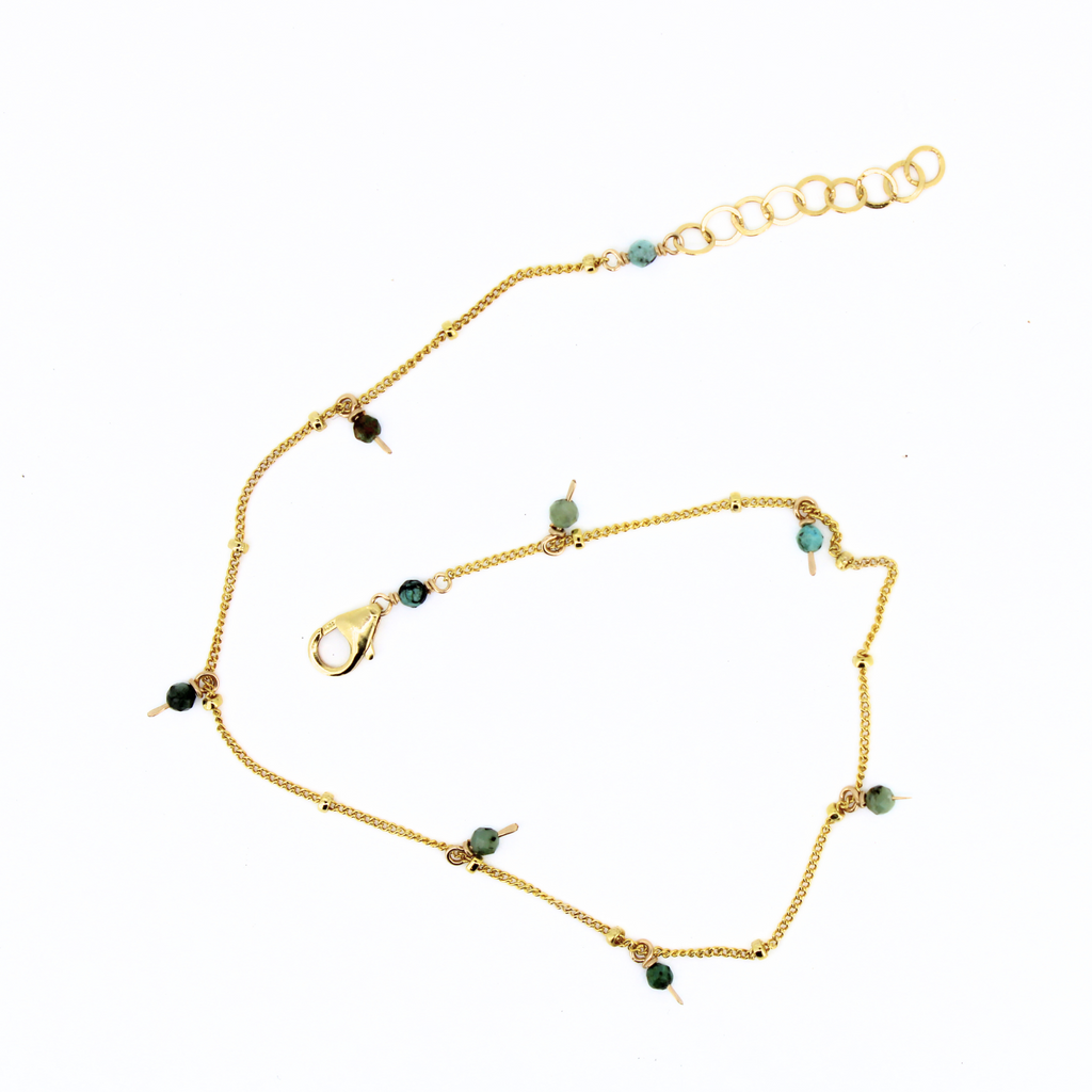 Brianne and Company gold fill anklet with turquoise gemstones