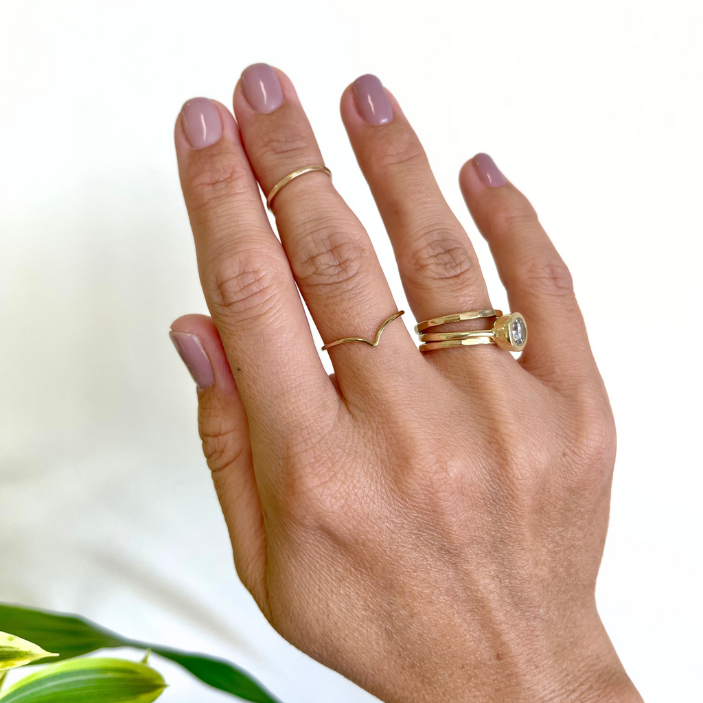 Brianne & Co. gold fill chevron ring on hand model