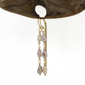 Brianne & Co. gold fill threader earrings with pink Edison keshi pearls