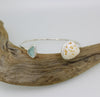 Sterling Silver Spotted Shell and Blue Sea Glass Cuff
