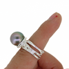 Brianne & Co. Sterling silver Tahitian pearl ring side view