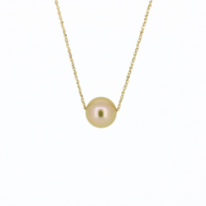Brianne & Co 14k solid gold chain with floating golden south sea pearl