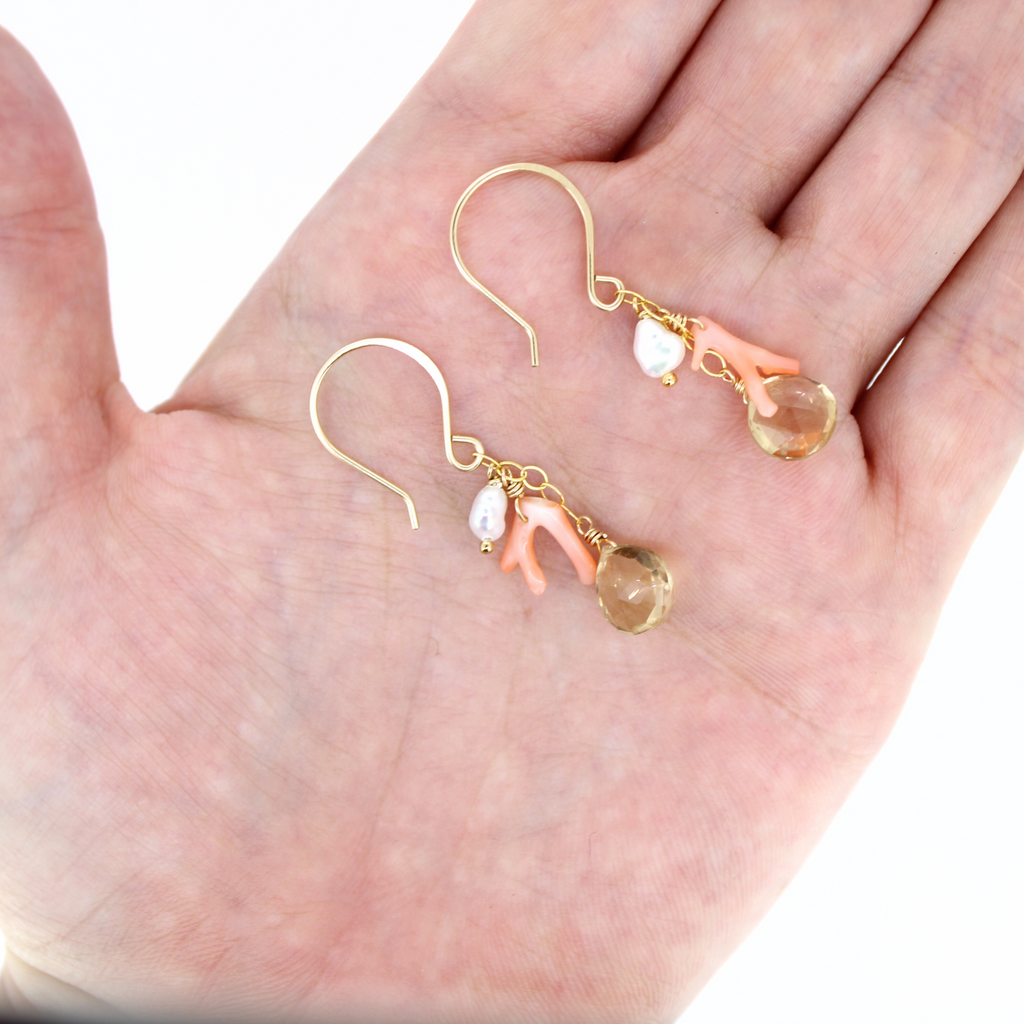Brianne & Co handcrafted earrings with beachy accents in gold fill