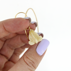 Brianne & Co real crown flower preserved in resin on hoop earrings