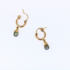 Brianne & Co gold fill hoops with labradorite tear drops flat lay