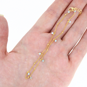 Brianne & Co gold fill anklet with blue Larimar, size 9-10"