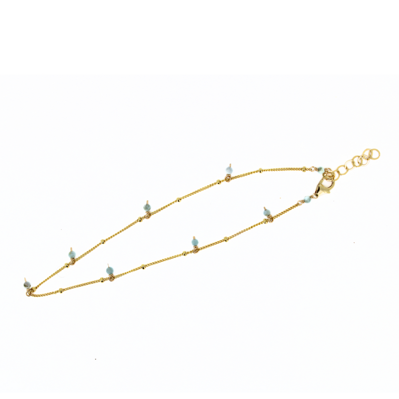 Brianne & Co gold fill anklet with tiny Larimar stones
