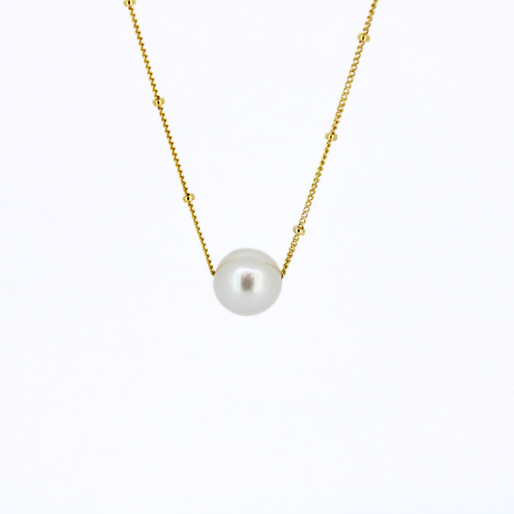 Brianne & Co classic gold fill necklace with natural white pearl