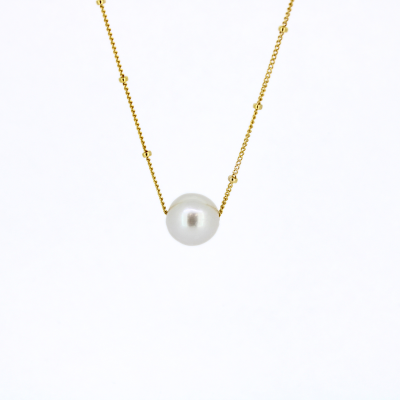 Brianne & Co white edison pearl on gold fill chain with 1" extender
