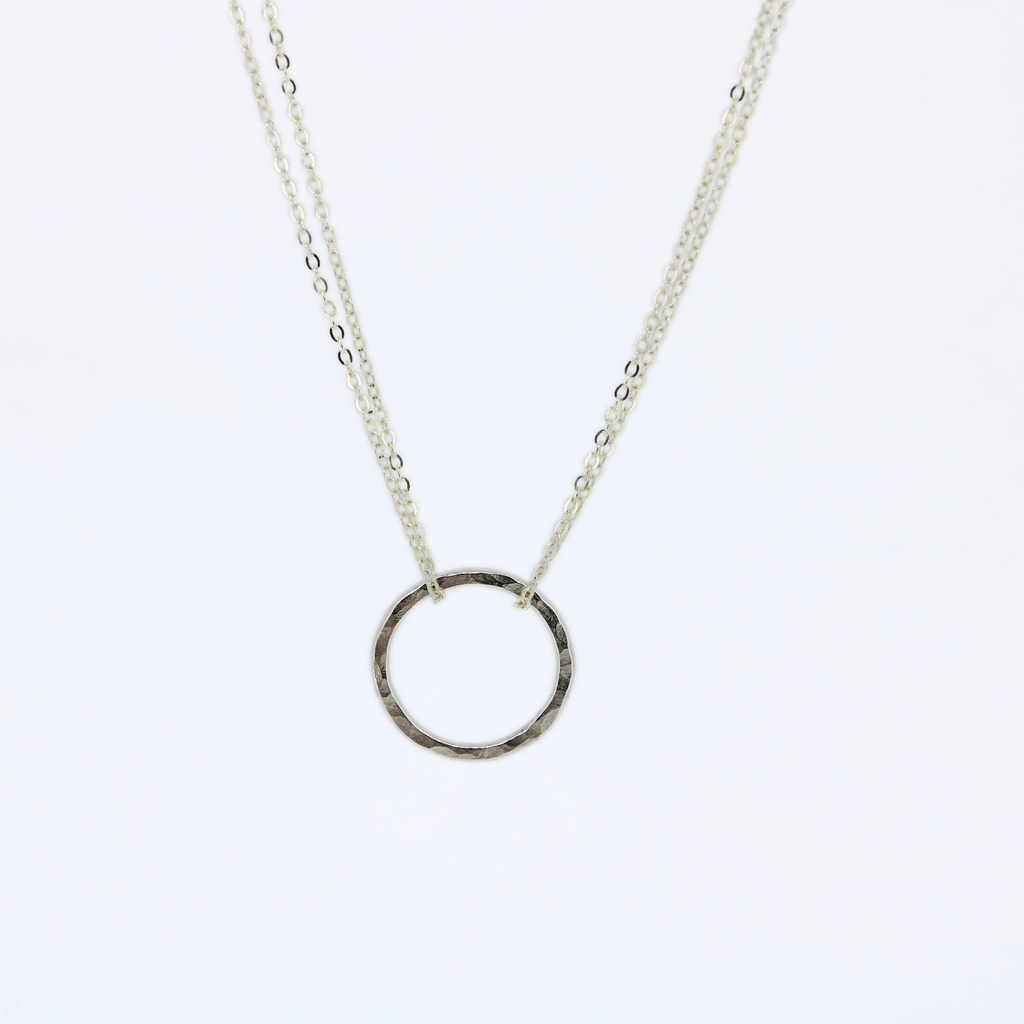 Brianne & Co sterling silver double chain circle necklace