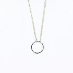 Brianne & Co necklace with string silver hammered circle