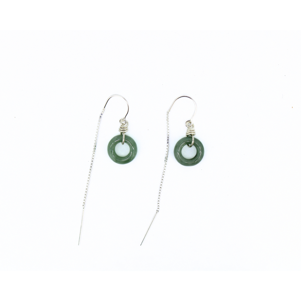 Brianne & Co wire wrapped jade donuts on sterling silver threaders
