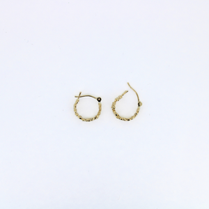 14k gold plumeria  hoop with view of post and closure