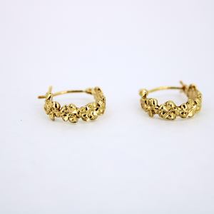 Brianne and Company fine jewelry 14k gold flower hoops