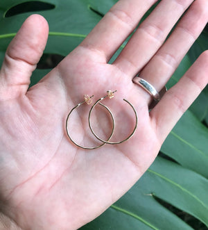 brianne and co gold filled extra small hammered hoops side view
