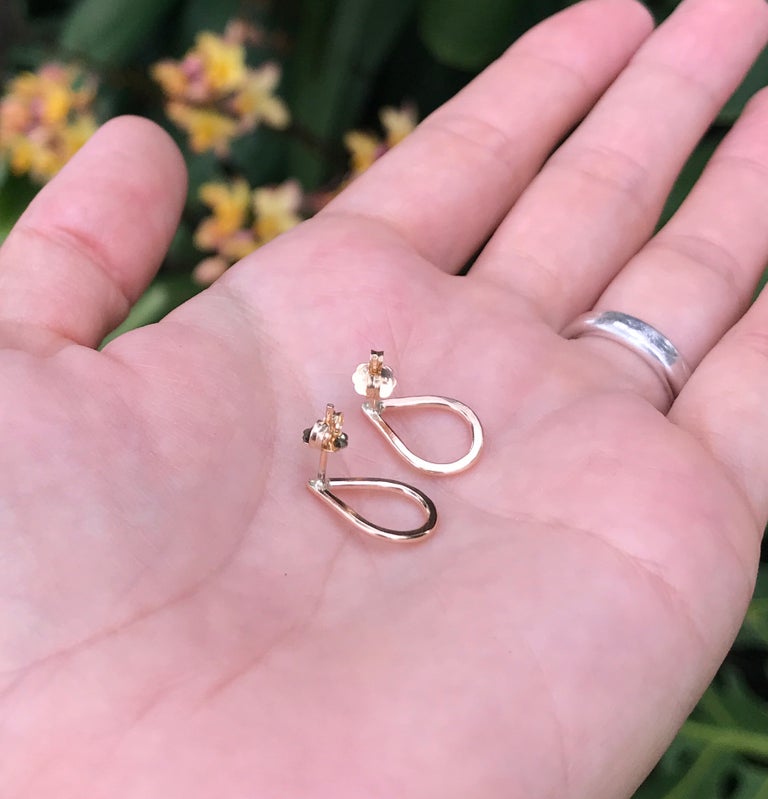 gold filled tear drop stud earrings, view of post and back