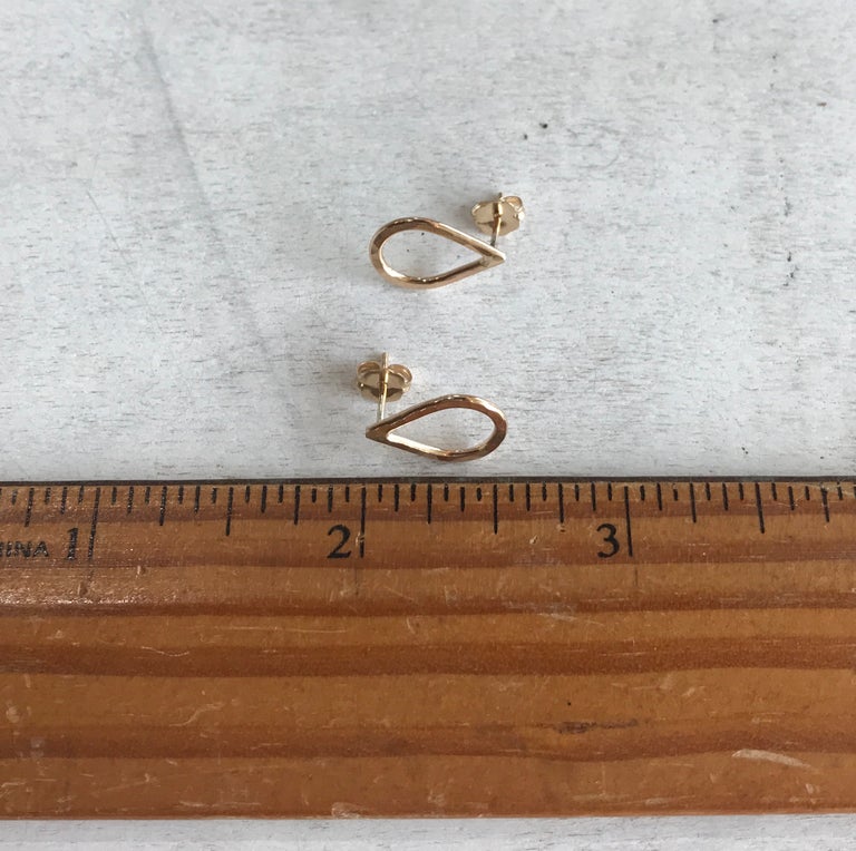 tear drop stud earrings, half inch in length
