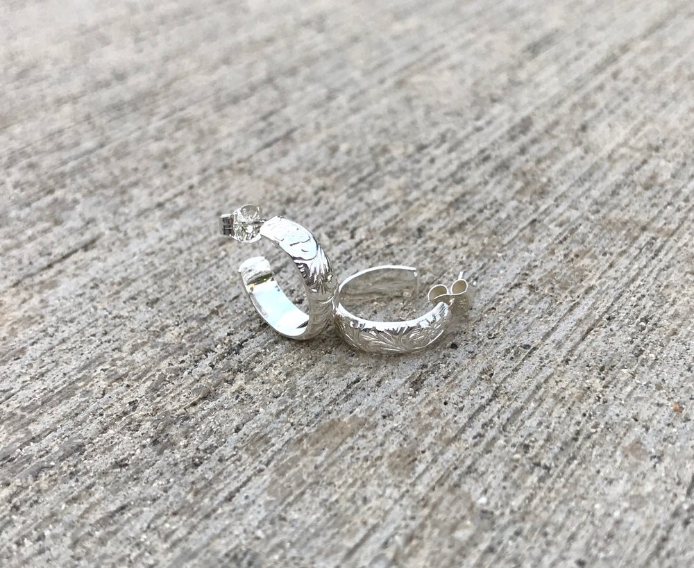 sterling silver heirloom style hoops