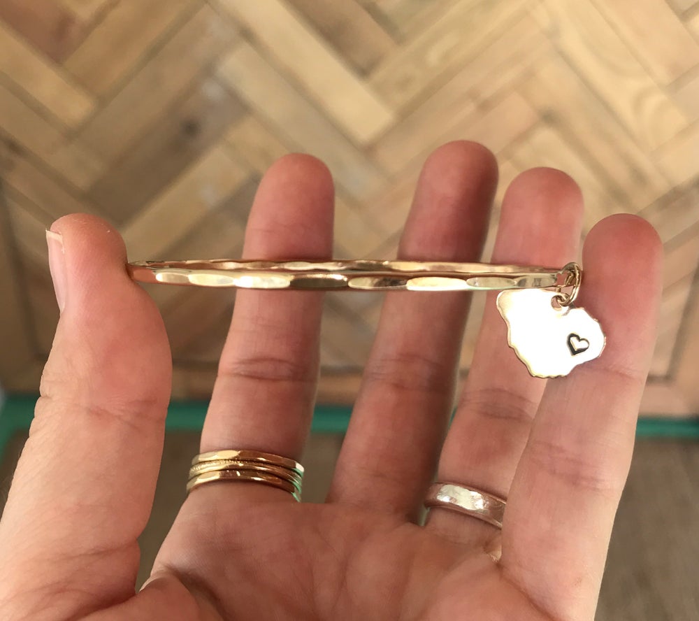 gold filled Kauai charm hammered bangle bracelet
