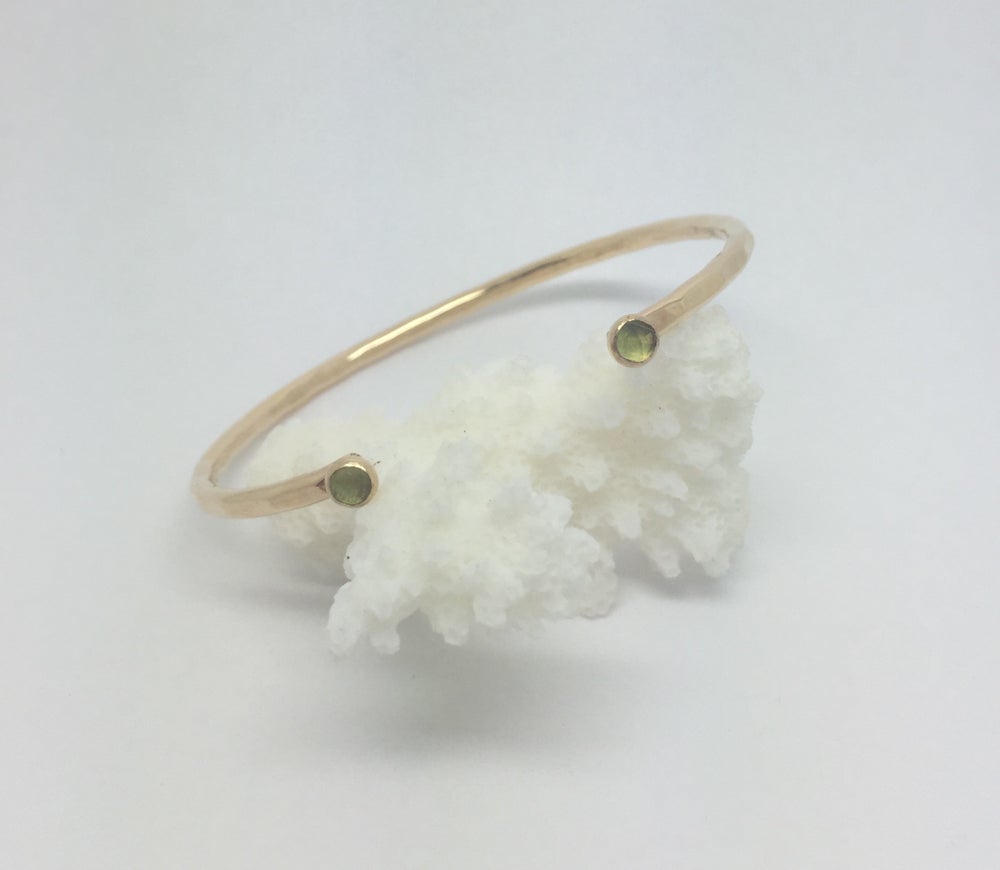 hammered gold filled cuff bracelet with peridot