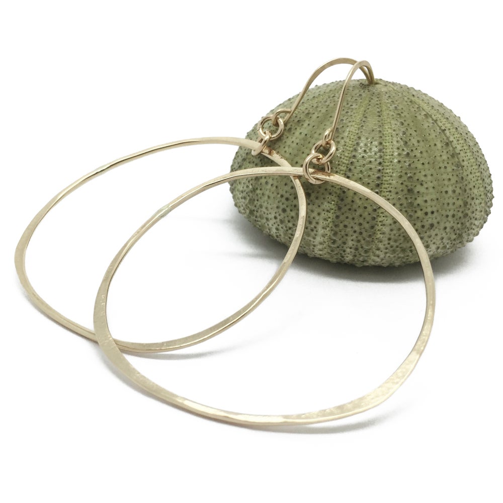 gold filled organic hammered hoops