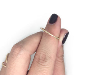 gold filled stacker ring with twisted texture