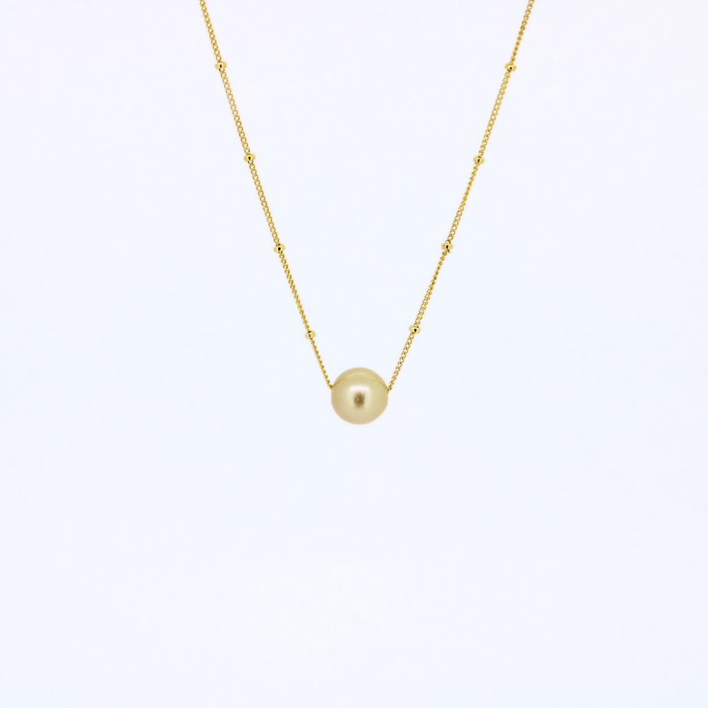 Brianne & Co floating pearl on gold fill chain necklace