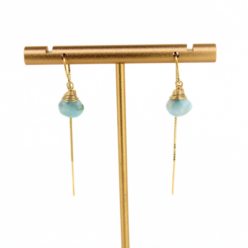 Brianne and Company Larimar earrings with gold fill materials