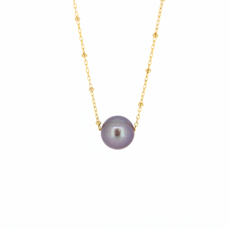 Brianne & Co floating pearl necklace with 2" extender, adjustable length necklace