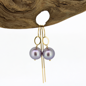 Brianne and Company purple edison pearl gold fill earrings made on Kauai