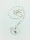 Kauai Island pendant on satellite chain with heart stamp shown in sterling silver