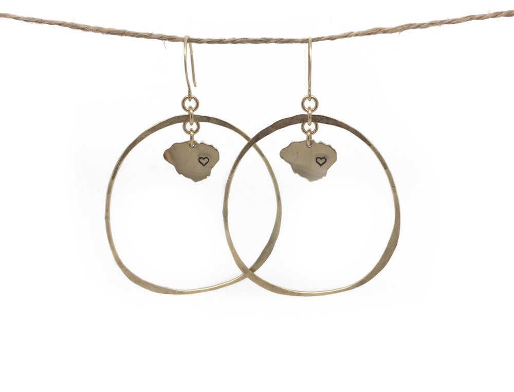 gold filled kauai love organic hoop earrings