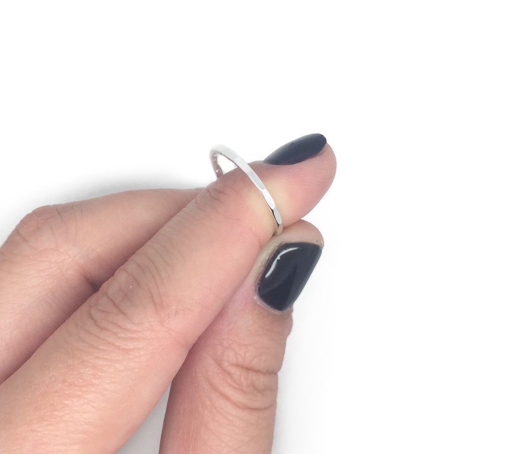 sterling silver simple hammered stacker ring