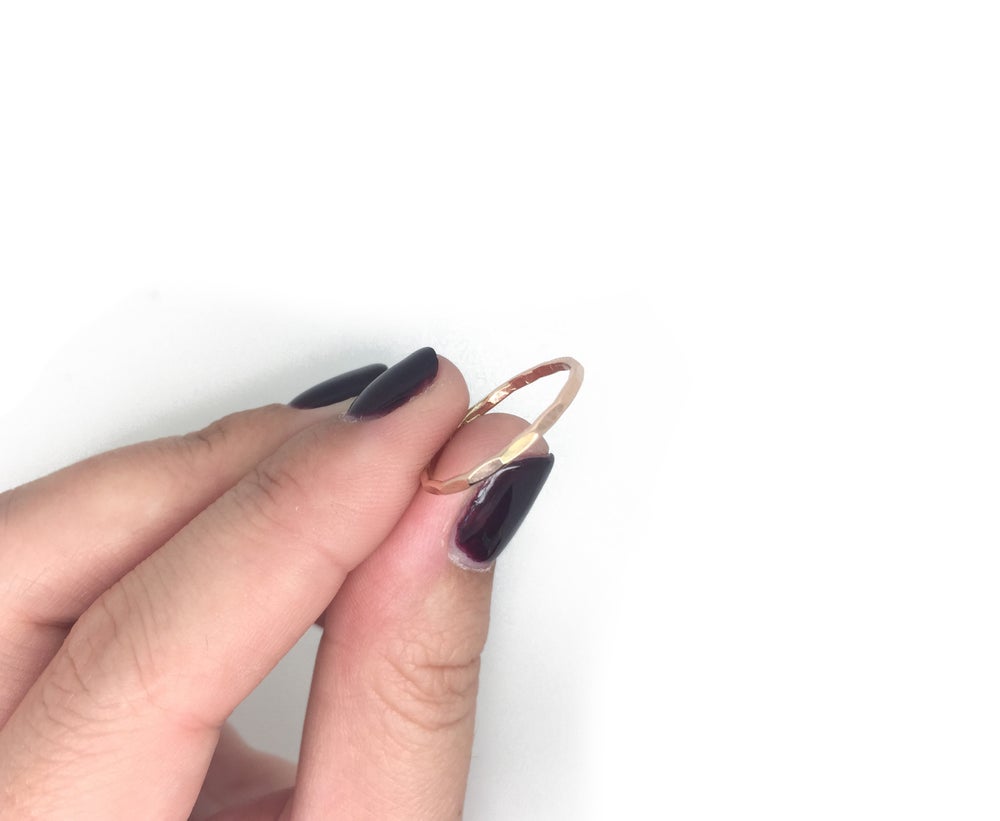 rose gold filled simple hammered stacker ring