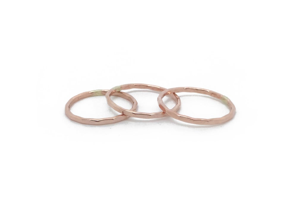 rose gold filled hammered stacker rings