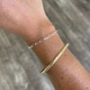 sterling silver paper clip chain bracelet shown on wrist