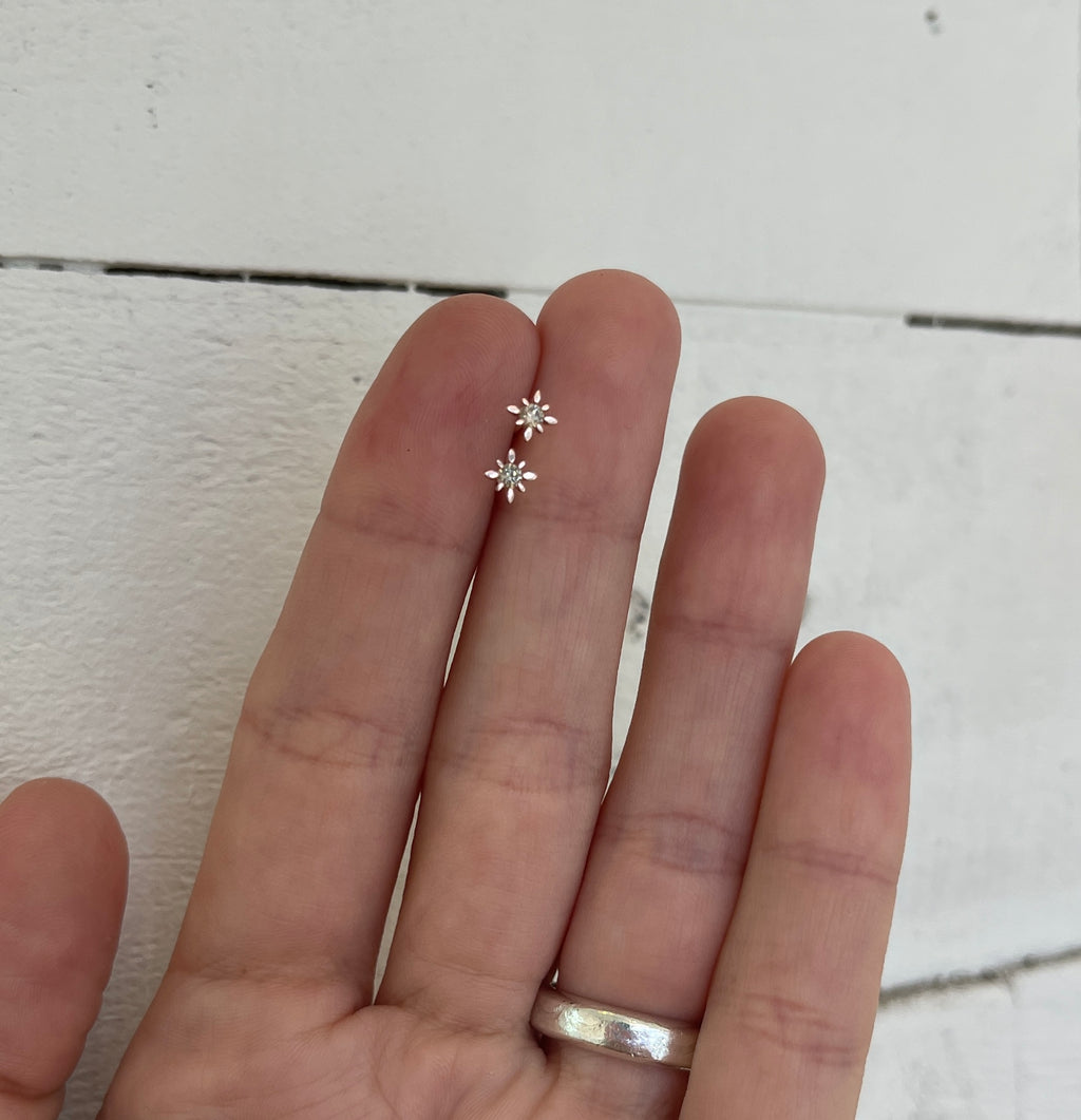 14K Rose Gold Diamond Star Studs