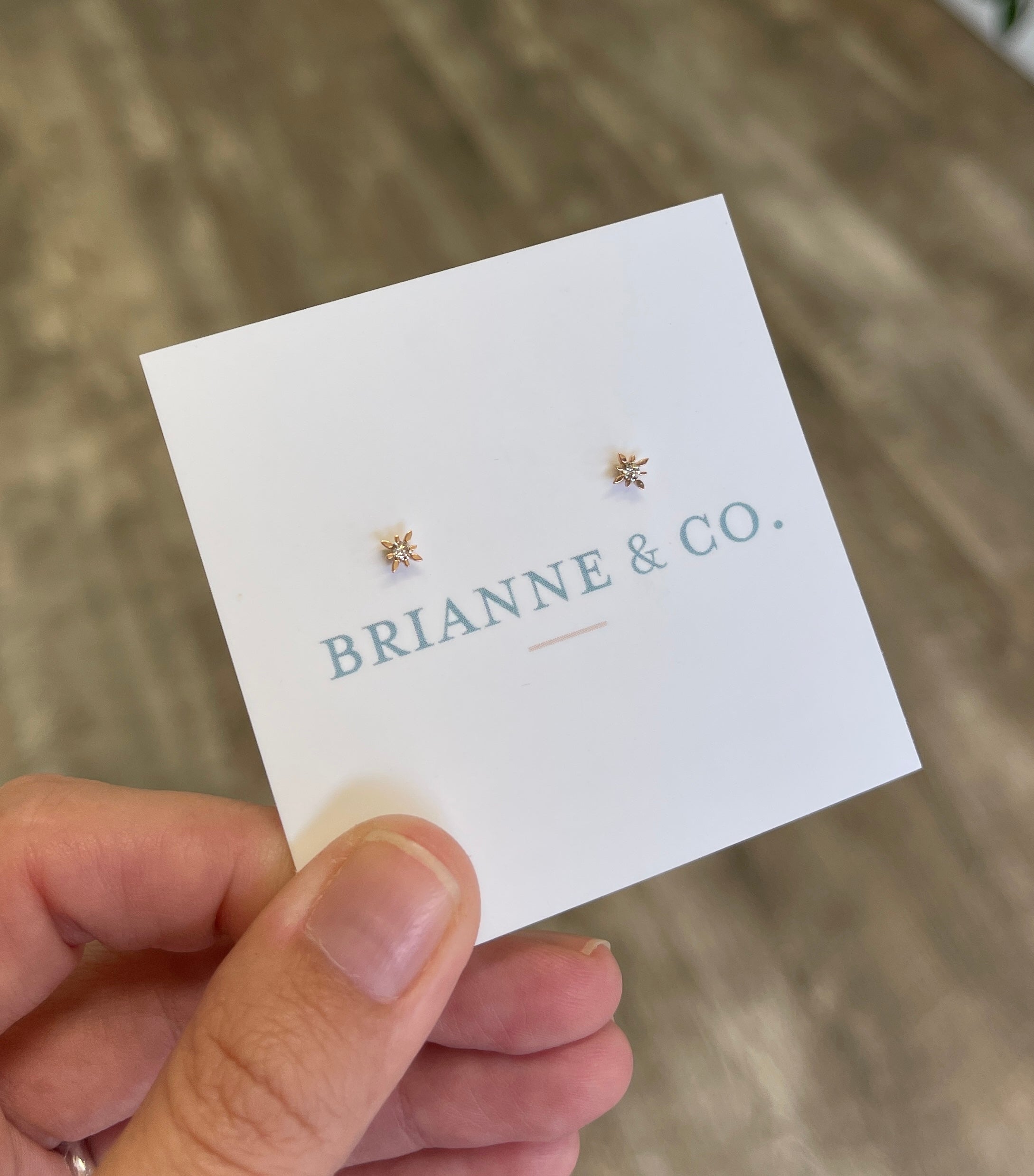 14K Rose Gold Diamond Star Studs