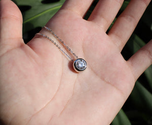 Brianne & Co 1 carat moissanite in white gold with 18" chain