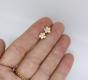 14K Gold Plumeria Earring w/ Diamond