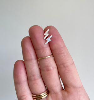 Sterling Silver Tiny Lightning Bolt Stud Earrings