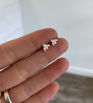 Sterling Silver Tiny Bee Stud Earrings