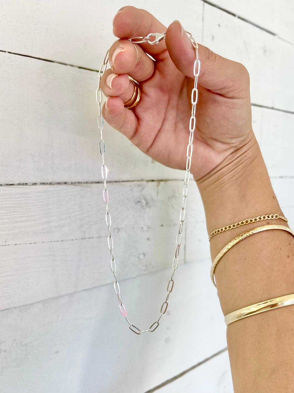 Sterling silver paper clip chain necklace Brianne & Co.