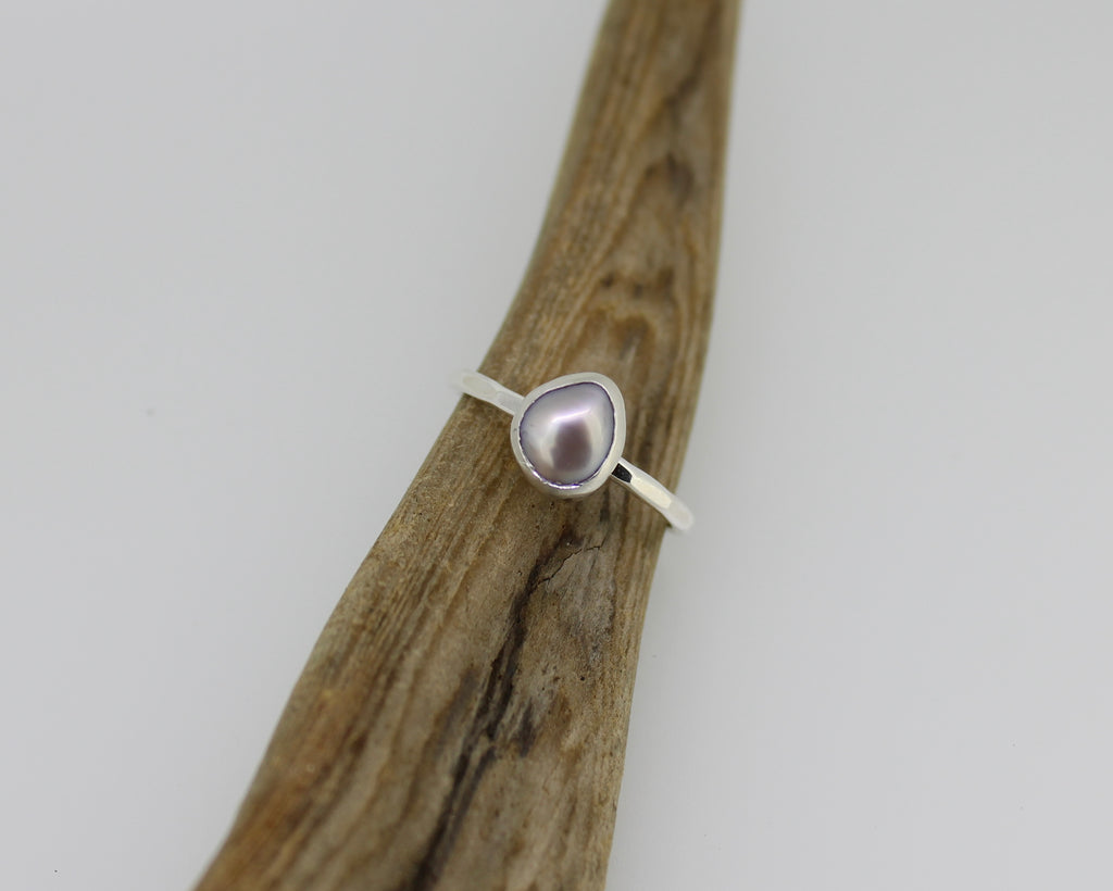 Sterling Silver Edison Keshi Pearl Ring Size 8